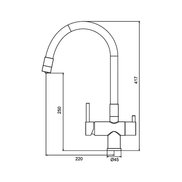 KOER KB-72002-05 Смеситель для кухни, черный/хром (KR3384)
