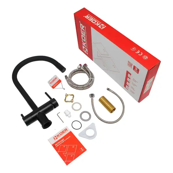 KOER KB-72002-05 Смеситель для кухни, черный/хром (KR3384)