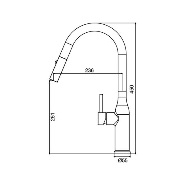 KOER KI-70004-07 Смеситель для кухни, нерж. сталь (KR3387)