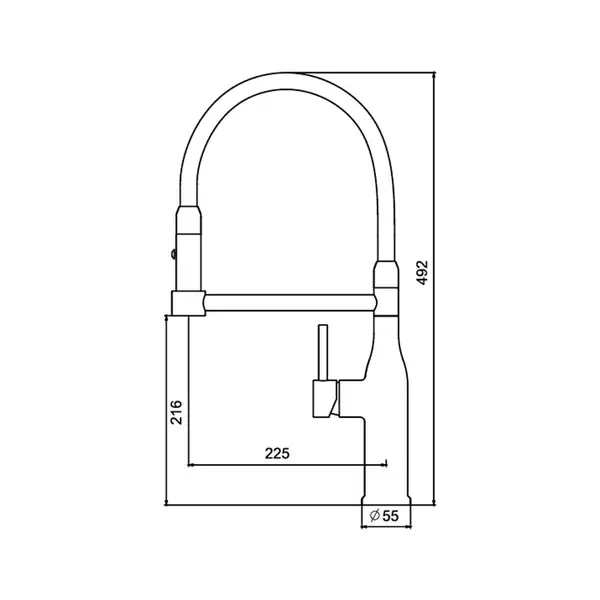 KOER KI-70005-02 Змішувач для кухні, нерж. сталь (KR3388)
