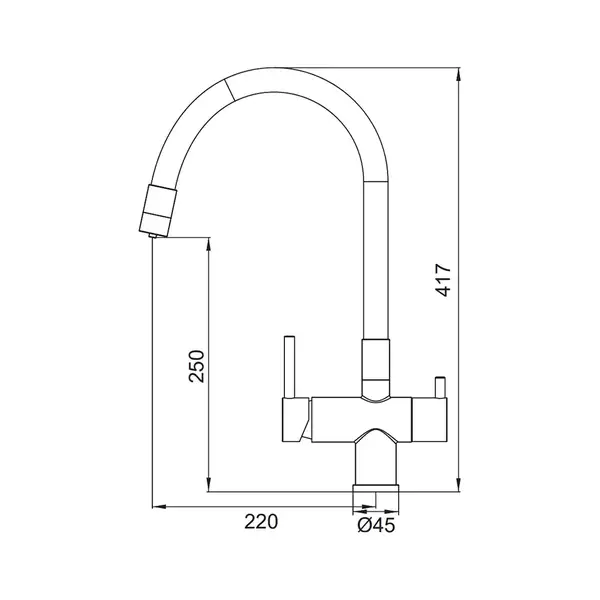 KOER KB-72002-07 Смеситель для кухни с питьевой водой, хром (KR5003)