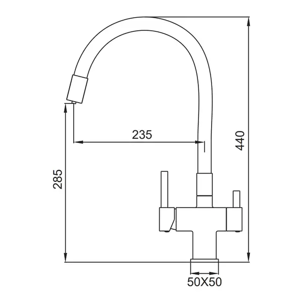 KOER KB-72023-01 Смеситель для кухни, хром (KR5008)