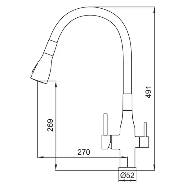 Koer KI-72024-07 Смеситель для кухни, сталь (KR5013)