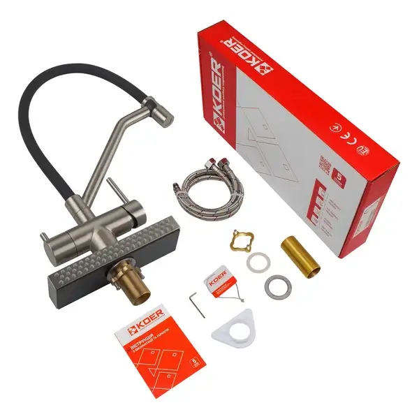 KOER KB-74027-02 Змішувач для кухні, хром/чорний (KR5201)