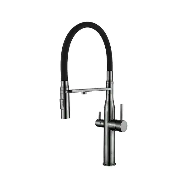 Кухонний змішувач на дві води Mixxus VTM-021 graphite Refl.Black (нерж. сталь) (MI6088)