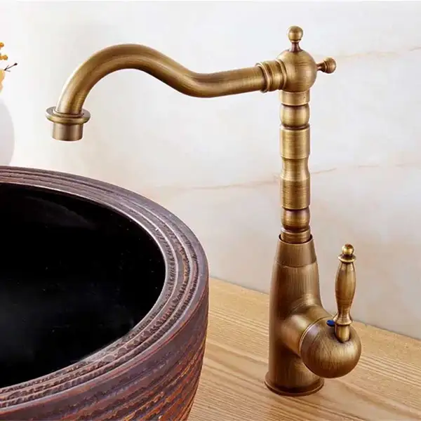 Смеситель для раковины (умывальника) REA BONA OLD GOLD золотой высокий (REA-B2150)