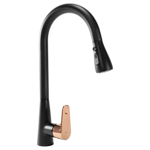 Смеситель для кухни REA MILD BLACK ROSE GOLD черный\розовое золото (REA-B4801)