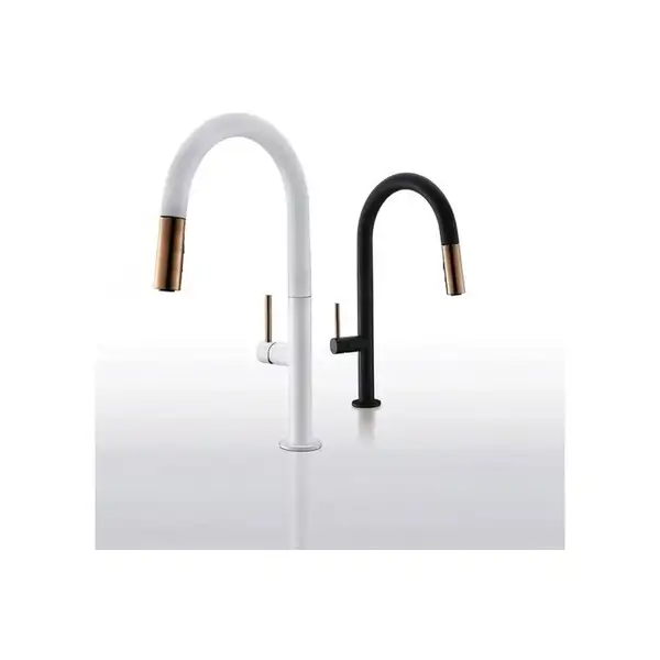 Смеситель для раковины (умывальника) REA APOLLO BLACK/ROSE GOLD черный / розовое золото высокий (REA-B9601)