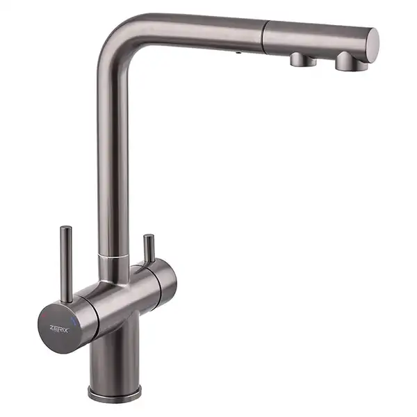 ZERIX LUX-024 Кухонный смеситель на две воды, графит (ZX5557)