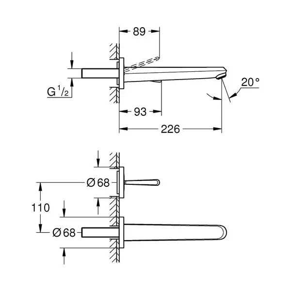 Змішувач для раковини на два отвори Grohe Eurodisc Joy L-size (19969000)