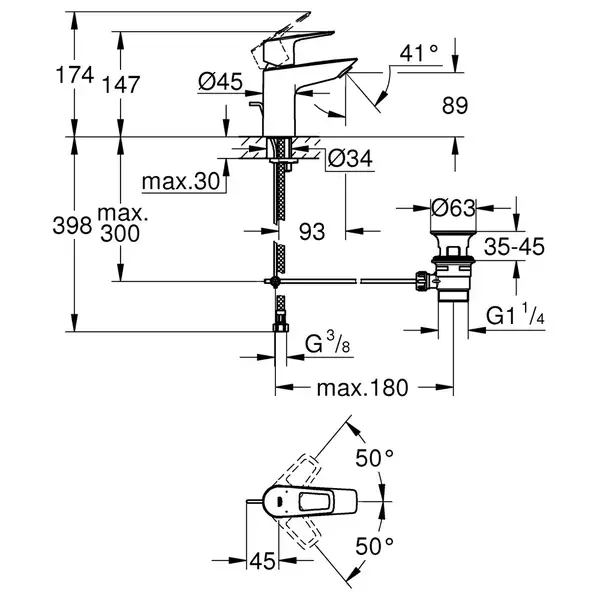 Grohe BauLoop New Смеситель для раковины, хром (23335001)