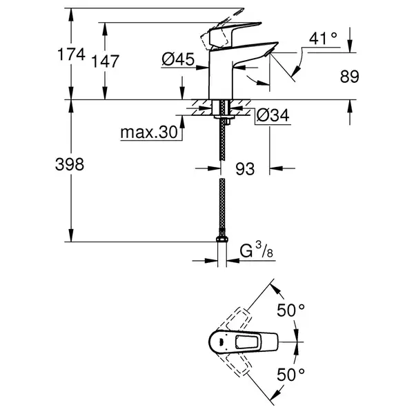 Grohe BauLoop New Змішувач для раковини, хром (23337001)
