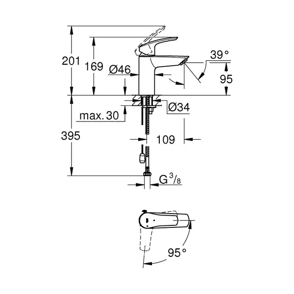 Grohe Eurosmart S-Size Смеситель для раковины, хром (23372003)