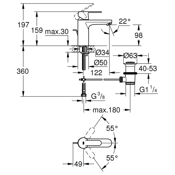 Змішувач одноважільний для раковини M-Size Grohe Get 23454000