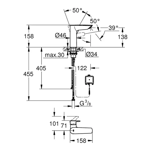Grohe Eurosmart New Смеситель для умывальника, хром (23975003)