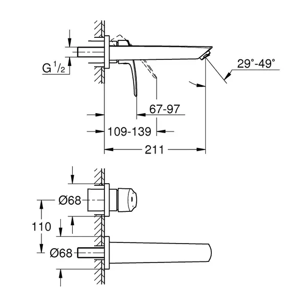Grohe Eurosmart Змішувач для раковини (прихований), хром (29338003)