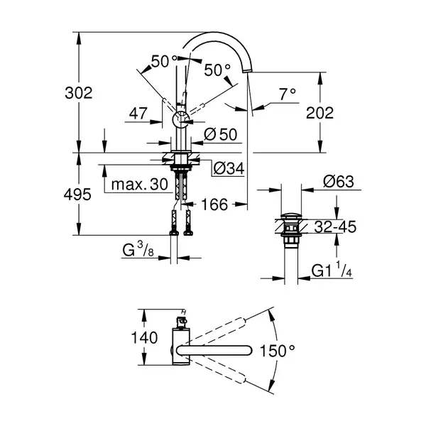 Змішувач для раковини Grohe Atrio L-Size (32042003)