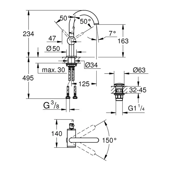 Змішувач для раковини Grohe Atrio M-Size (32043003)