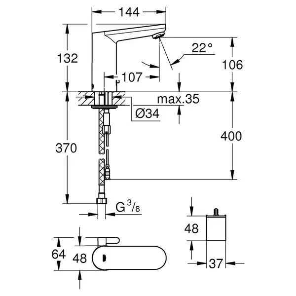 Інфрачервоний електронний змішувач для раковини Grohe Get E 36366001