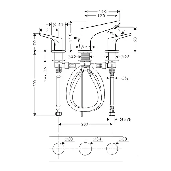 Hansgrohe Focus E 100 Змішувач для умивальника, хром (31937000)