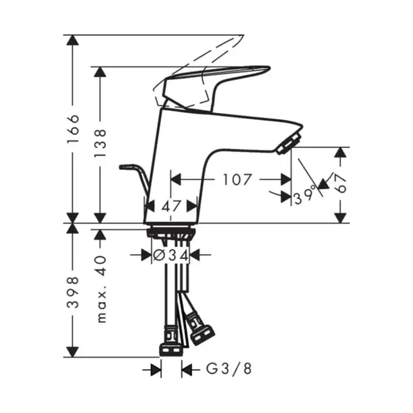 HANSGROHE Logis 70 LowFlow Змішувач для умивальника, хром (71078000)