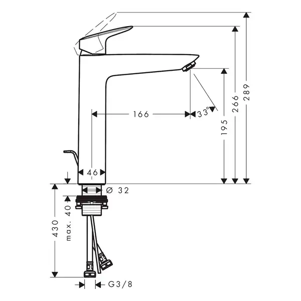 Hansgrohe Logis Змішувач для раковини, чорний матовий (71090670)