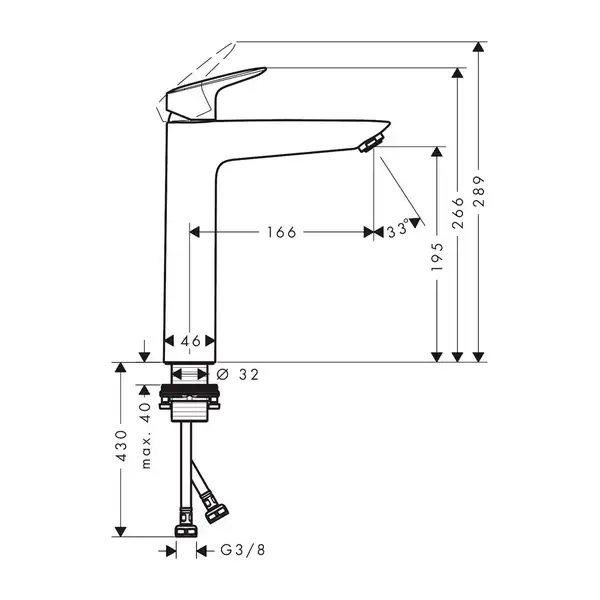 Hansgrohe Logis Змішувач для раковини, чорний матовий (71091670)