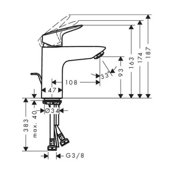 Hansgrohe Logis 100 Змішувач для умивальника, хром (71105000)