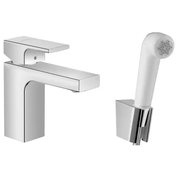 Смеситель для раковины 100 Hansgrohe Vernis Shape (цвет - хром), с гигиеническим душем (71216000) фото 1 Aquada.com.ua