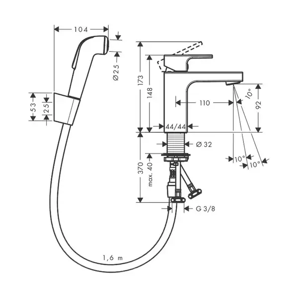Hansgrohe Vernis Shape 100 Змішувач з лійкою, хром (71216000)