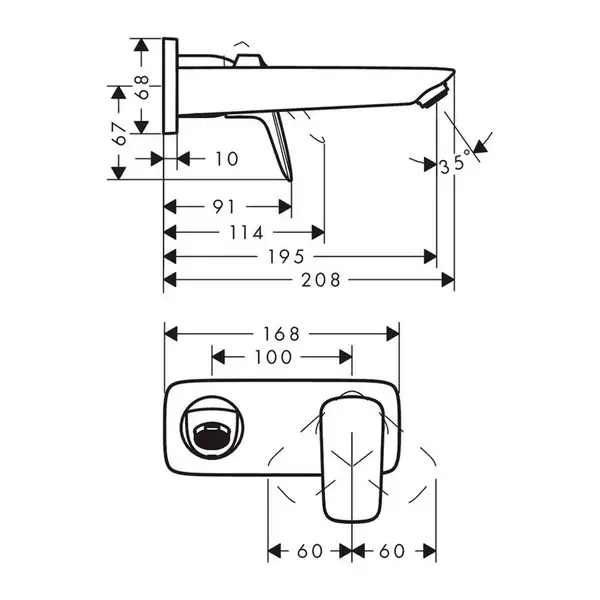 Hansgrohe Logis Змішувач для раковини, настінний, чорний (71220670)