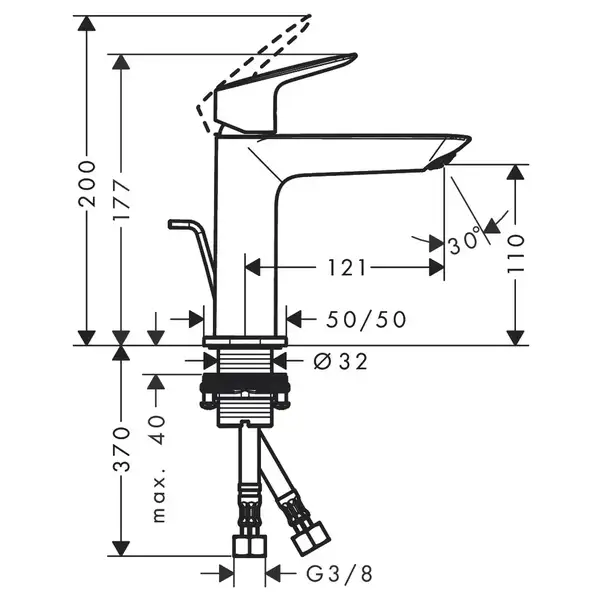 Hansgrohe Logis Fine 100 Змішувач для раковини, чорний матовий (71251670)