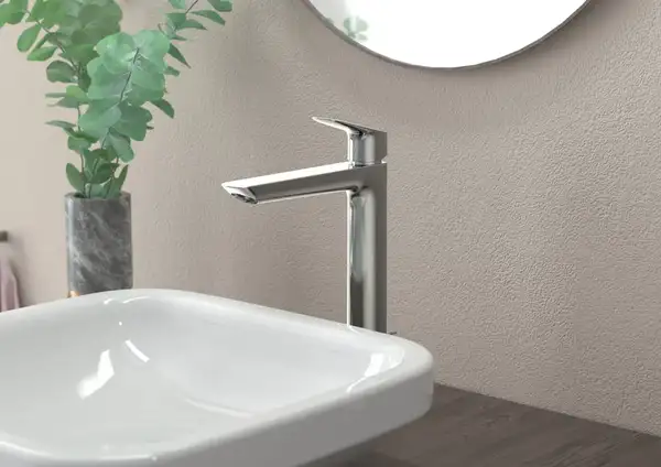 Смеситель для раковины высокий Hansgrohe Logis Fine (цвет - хром), с донным клапаном (71257000) фото 2 Aquada.com.ua