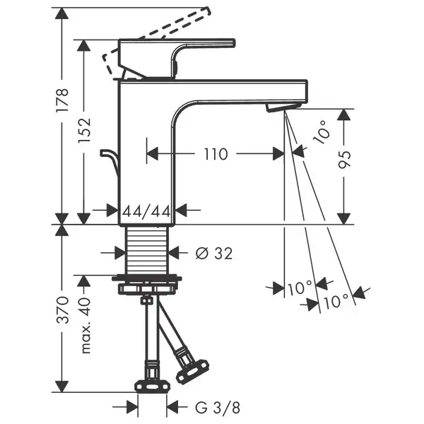 Hansgrohe Vernis Shape 100 Змішувач для умивальника, чорний матовий (71561670)