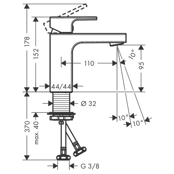Смеситель для раковины 100 Hansgrohe Vernis Shape (цвет - хром), без донного клапана (71569000) фото 4 Aquada.com.ua