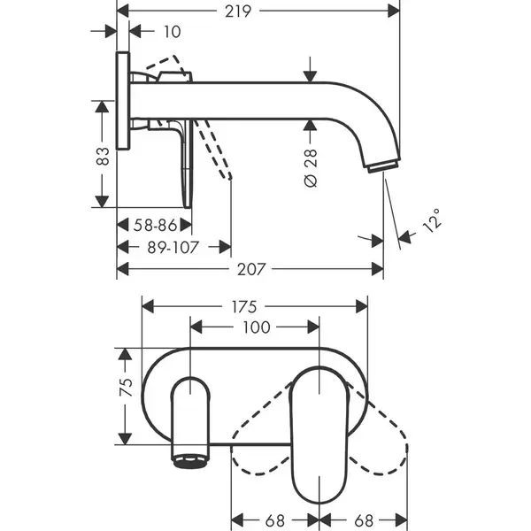 Hansgrohe Vernis Shape Змішувач для умивальника, чорний (71578670)