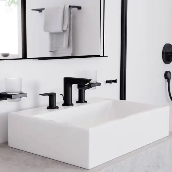 Змішувач для умивальника Hansgrohe Talis E на 3 отвори, бронза матова (71733140)