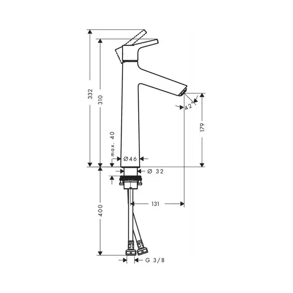 Змішувач для умивальника Hansgrohe Talis S 190 без донного клапана, хром (72032000)