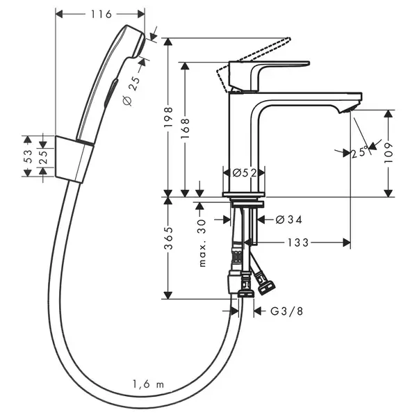 Hansgrohe Rebris S 110 Змішувач для умивальника, Matt Black (72215670)