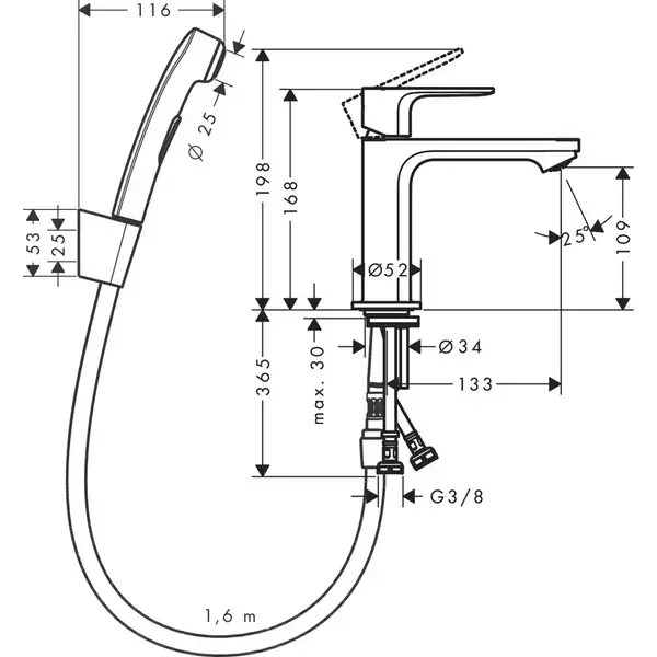 Hansgrohe Rebris S 110 Змішувач для умивальника, Matt Black (72215670)