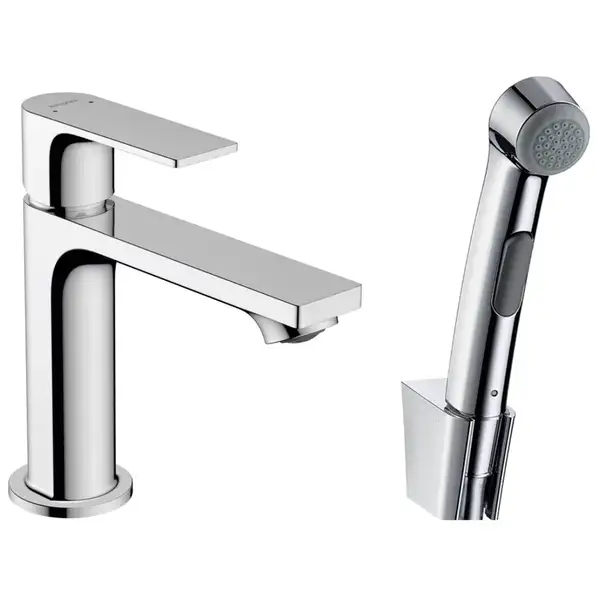 Змішувач для умивальника Hansgrohe Rebris E 110 гігiєнічною лійкою, Chrome (72216000)