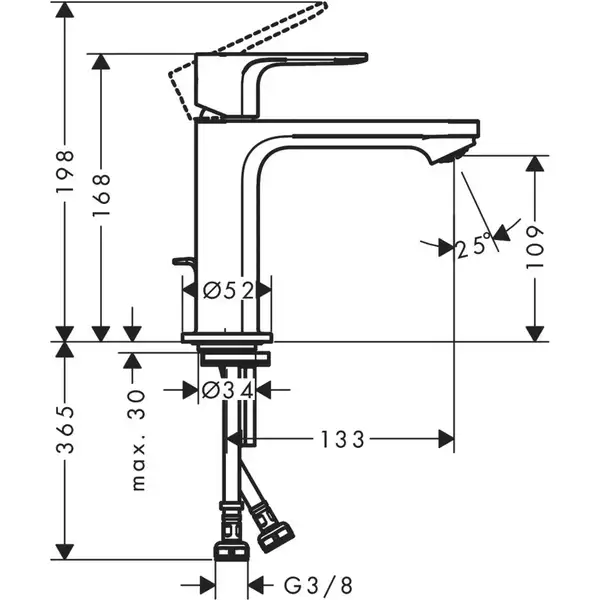Hansgrohe Rebris S 110 Змішувач для умивальника, хром (72517000)