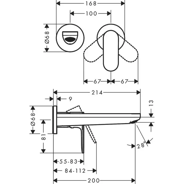 HANSGROHE Rebris S Змішувач для умивальника, чорний матовий (72528670)