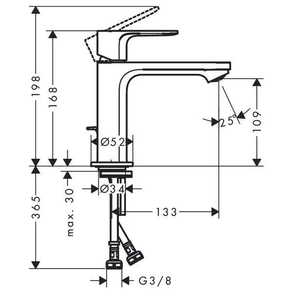 Hansgrohe Rebris E 110 Змішувач для умивальника, хром (72557000)