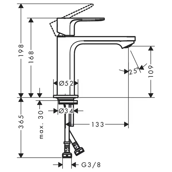Смеситель для раковины 110 CoolStart Hansgrohe Rebris E (цвет - хром), без донного клапана 72560000