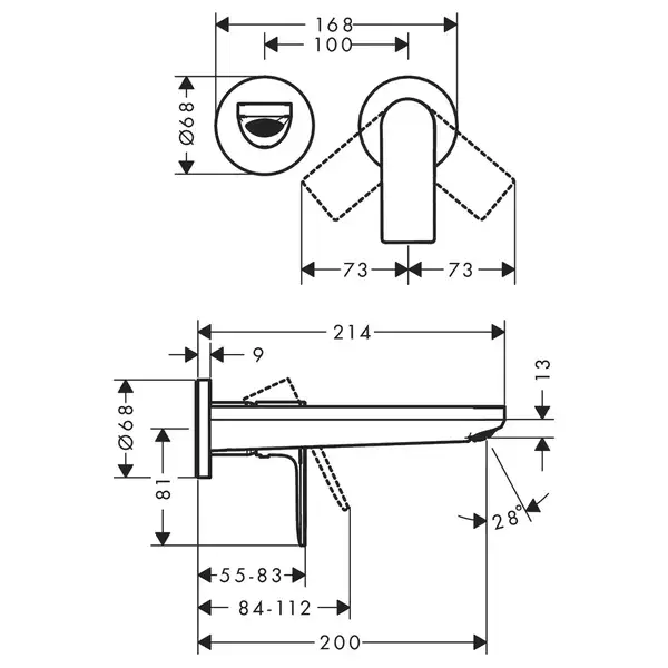 Hansgrohe Rebris E Змішувач для умивальника, чорний (72568670)