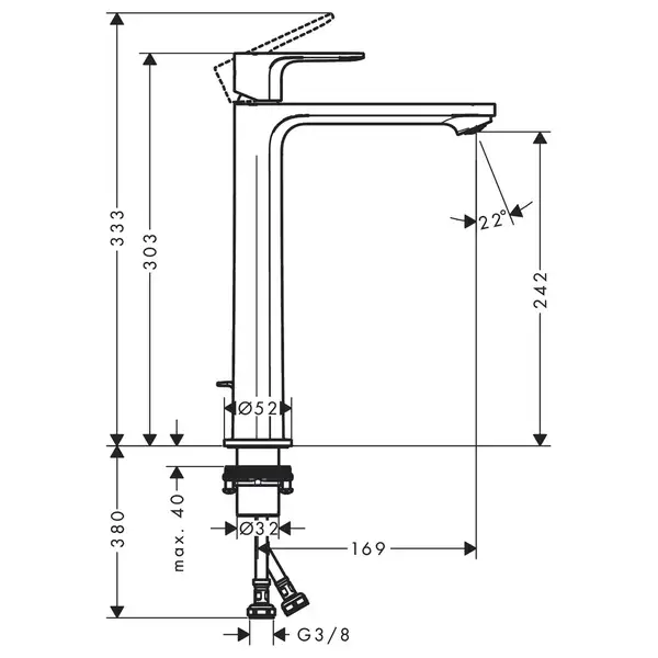 Hansgrohe Rebris S 240 CoolStart Змішувач для умивальника, хром (72580000)