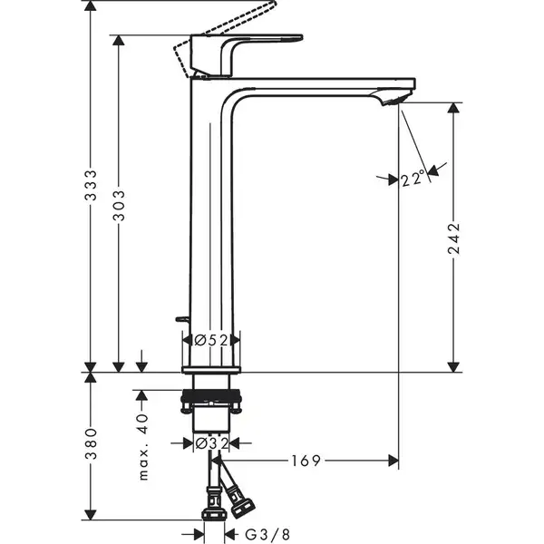 Hansgrohe Rebris E 240 CoolStart Змішувач для умивальника, хром (72581000)