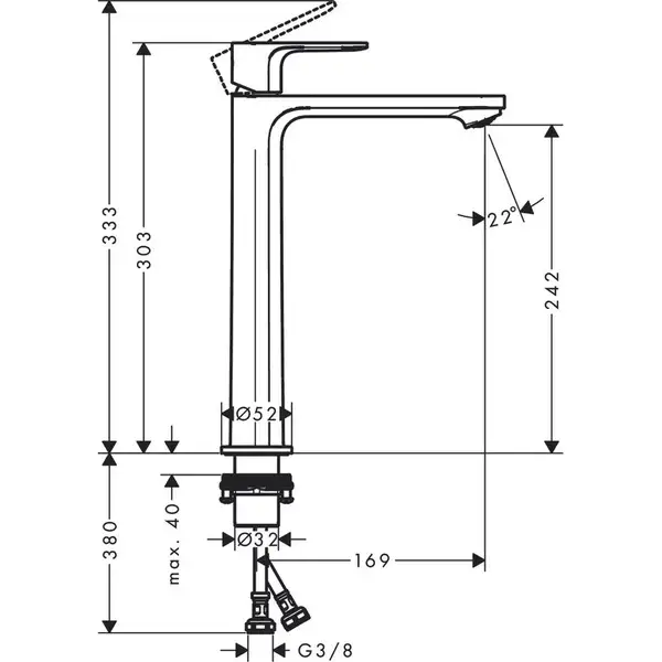 HANSGROHE Rebris S Змішувач для раковини 240, хром (72582000)