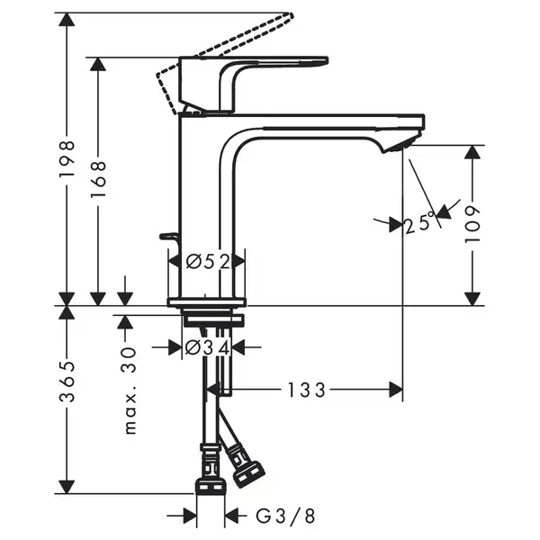 Hansgrohe Rebris S Змішувач для раковини, чорний матовий (72588670)